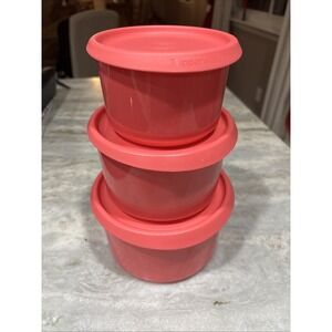Tupperware One Touch Stacking Canisters 6 PC PINK Brand EUC